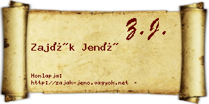 Zaják Jenő névjegykártya